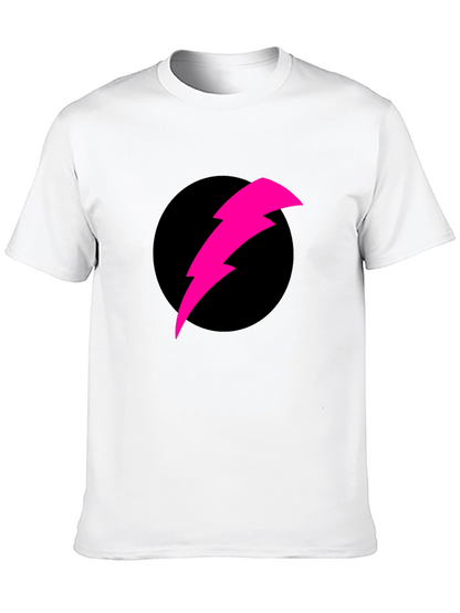 Black T-Shirt with Pink Lightning Bolt Design