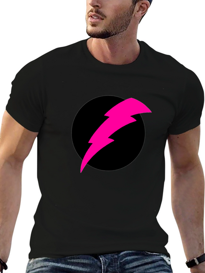 Black T-Shirt with Pink Lightning Bolt Design