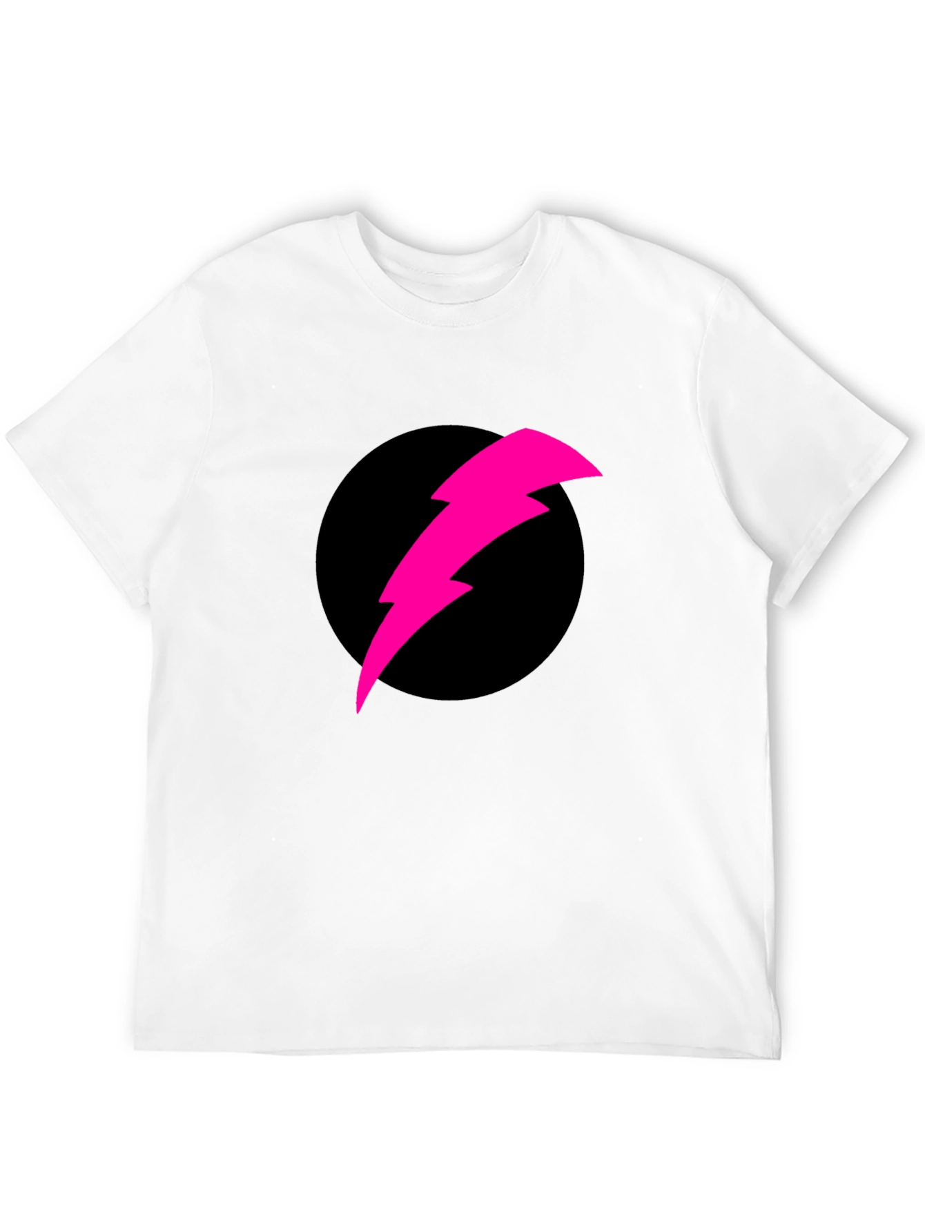Black T-Shirt with Pink Lightning Bolt Design
