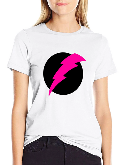 Black T-Shirt with Pink Lightning Bolt Design