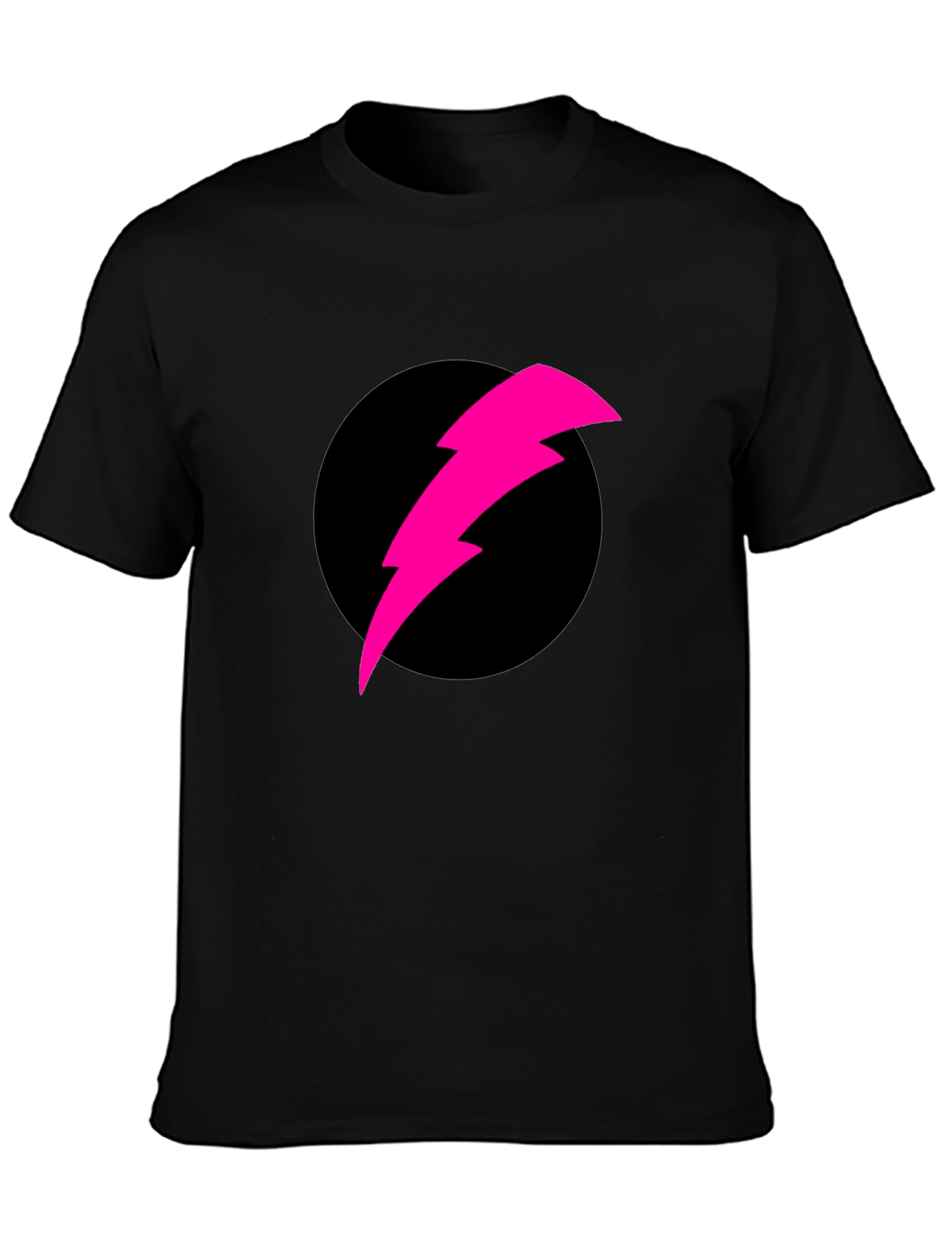 Black T-Shirt with Pink Lightning Bolt Design