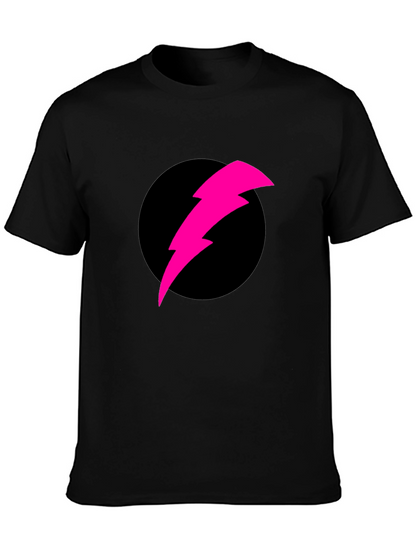 Black T-Shirt with Pink Lightning Bolt Design