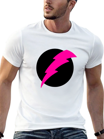 Black T-Shirt with Pink Lightning Bolt Design