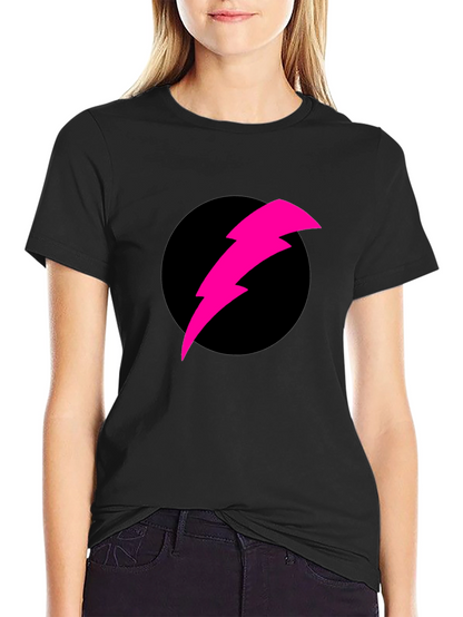 Black T-Shirt with Pink Lightning Bolt Design