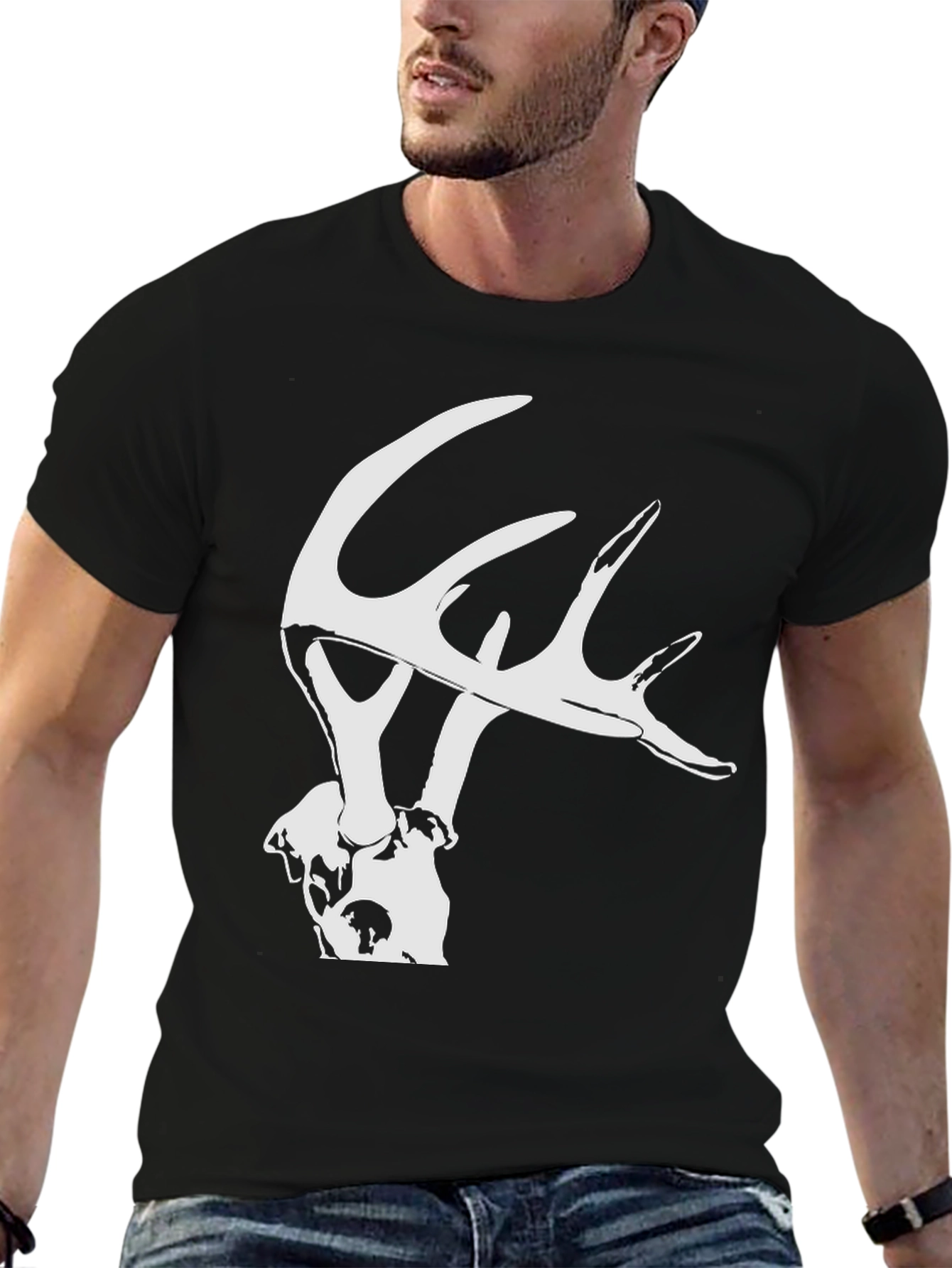 Antler Graphic Tee - Modern Fit Black T-Shirt