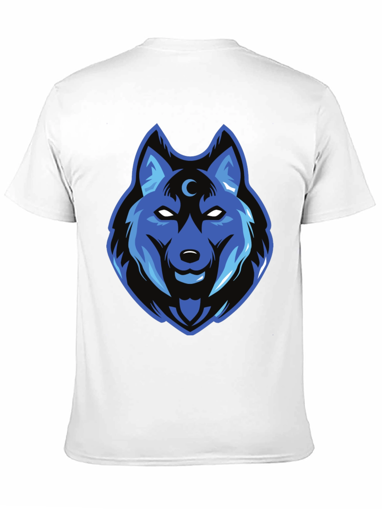 Blue Wolf Graphic Print Black T-Shirt
