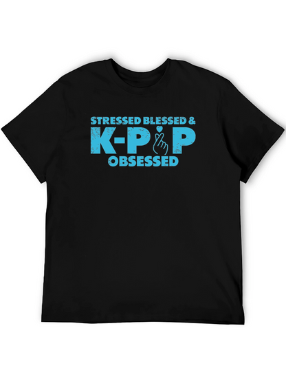 Stressed Blessed & K-Pop Obsessed Graphic Tee