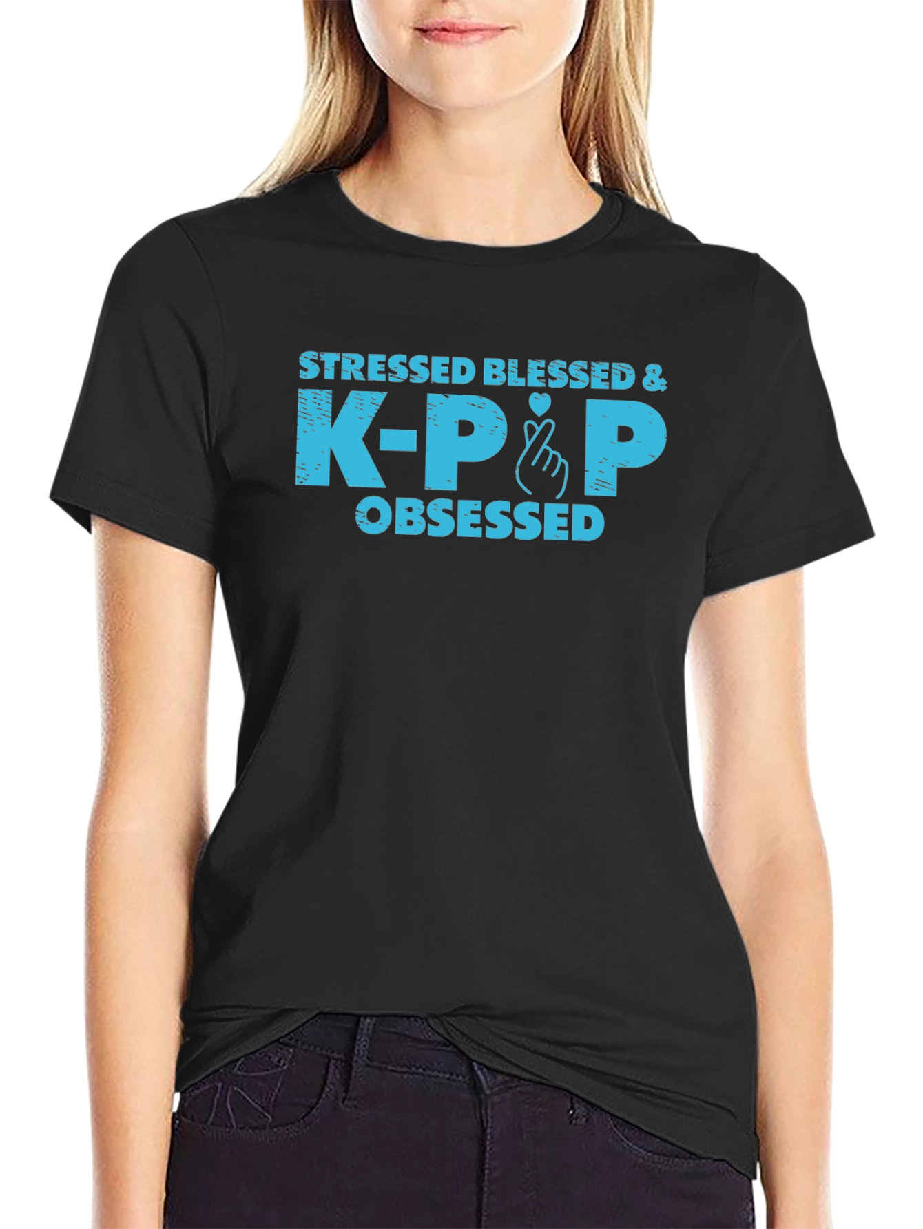 Stressed Blessed & K-Pop Obsessed Graphic Tee