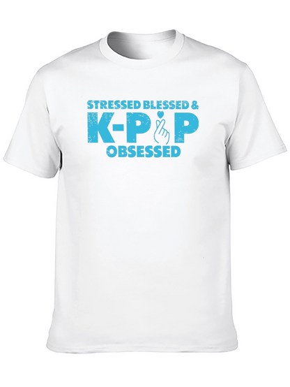 Stressed Blessed & K-Pop Obsessed Graphic Tee