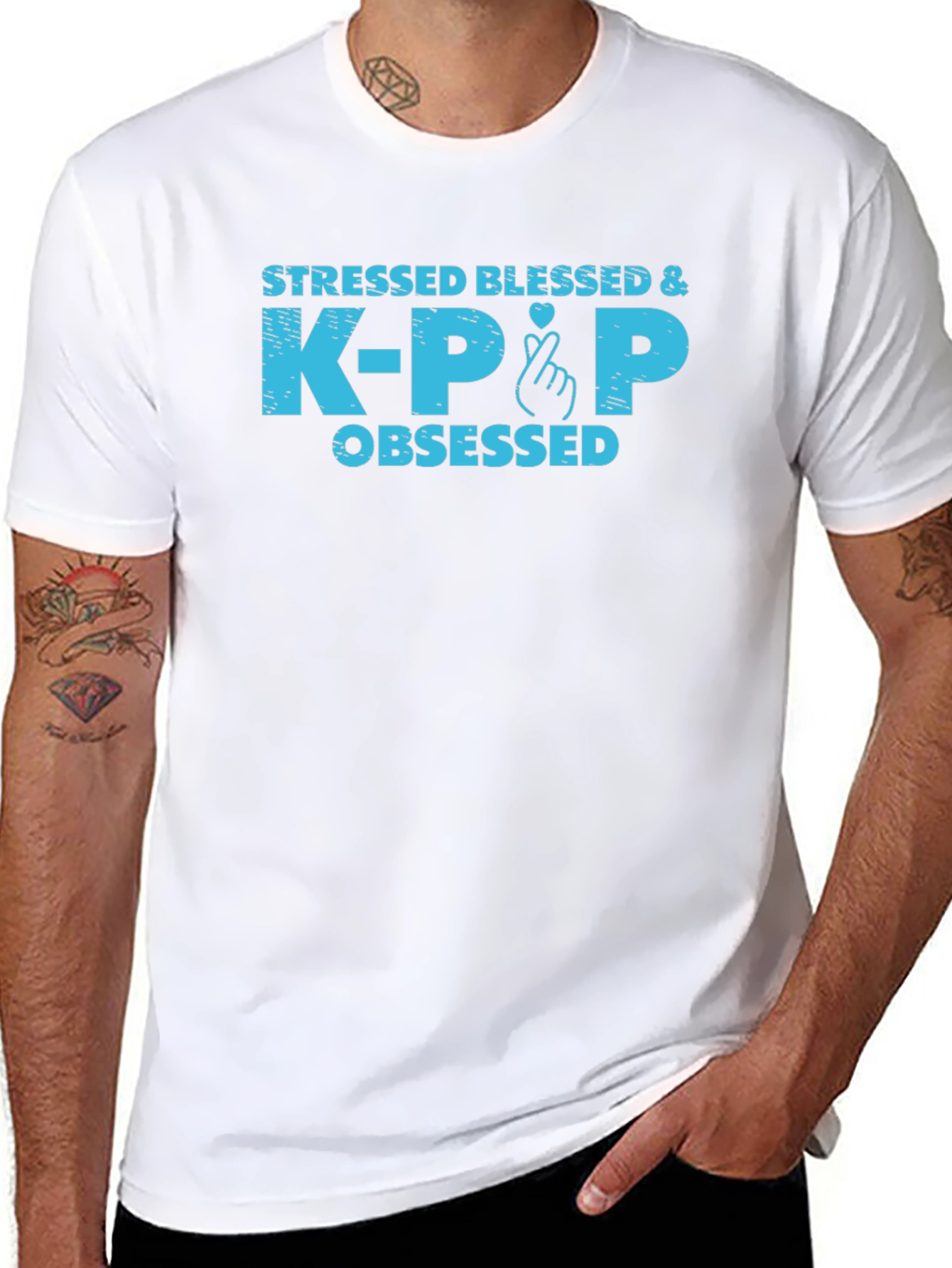 Stressed Blessed & K-Pop Obsessed Graphic Tee