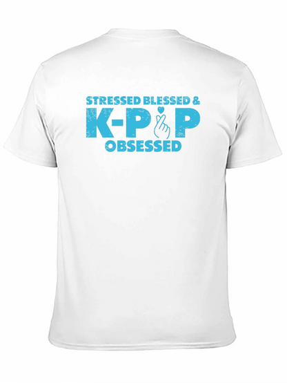 Stressed Blessed & K-Pop Obsessed Graphic Tee