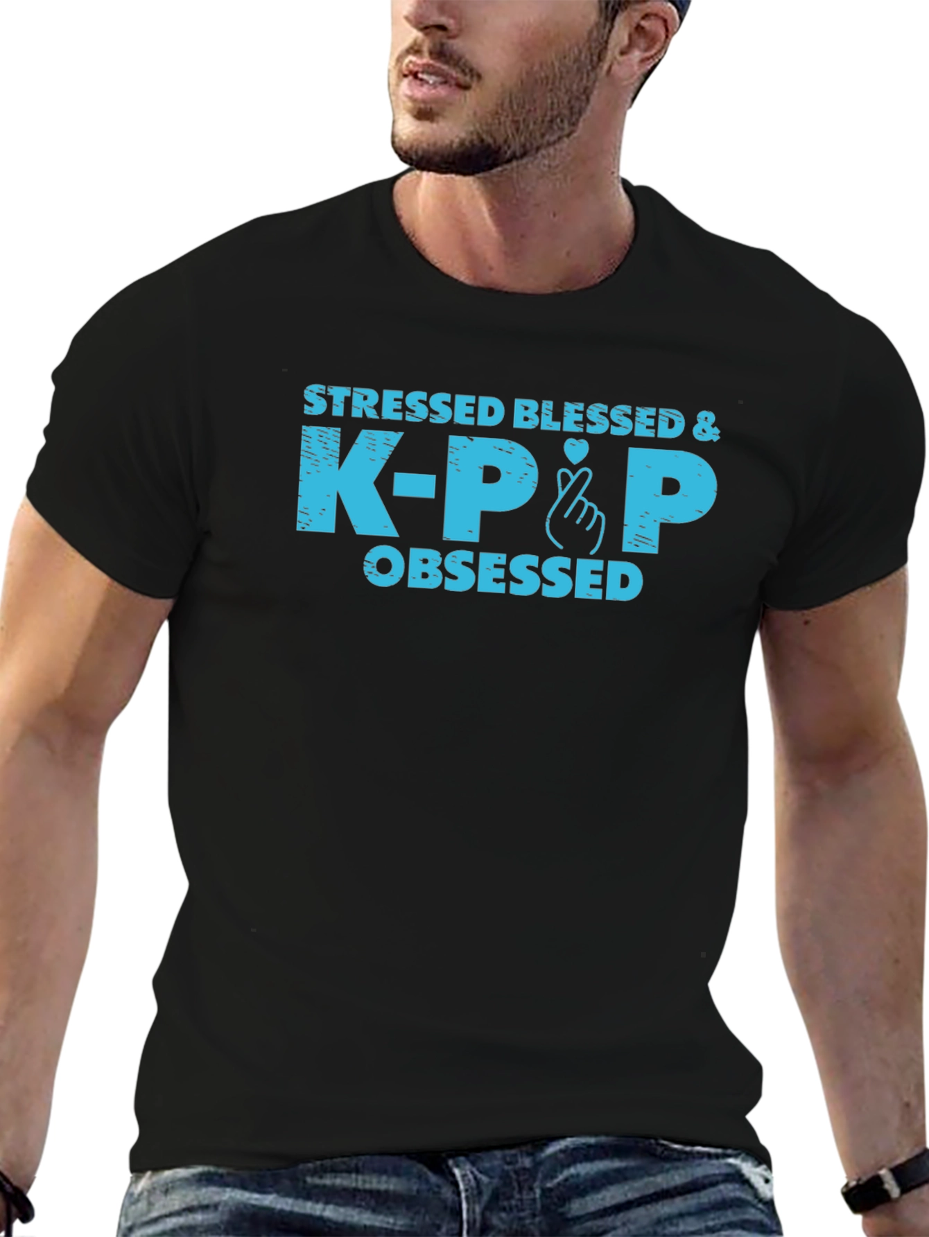 Stressed Blessed & K-Pop Obsessed Graphic Tee