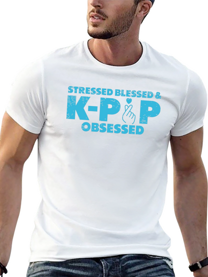 Stressed Blessed & K-Pop Obsessed Graphic Tee