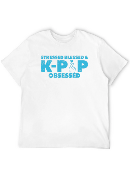 Stressed Blessed & K-Pop Obsessed Graphic Tee