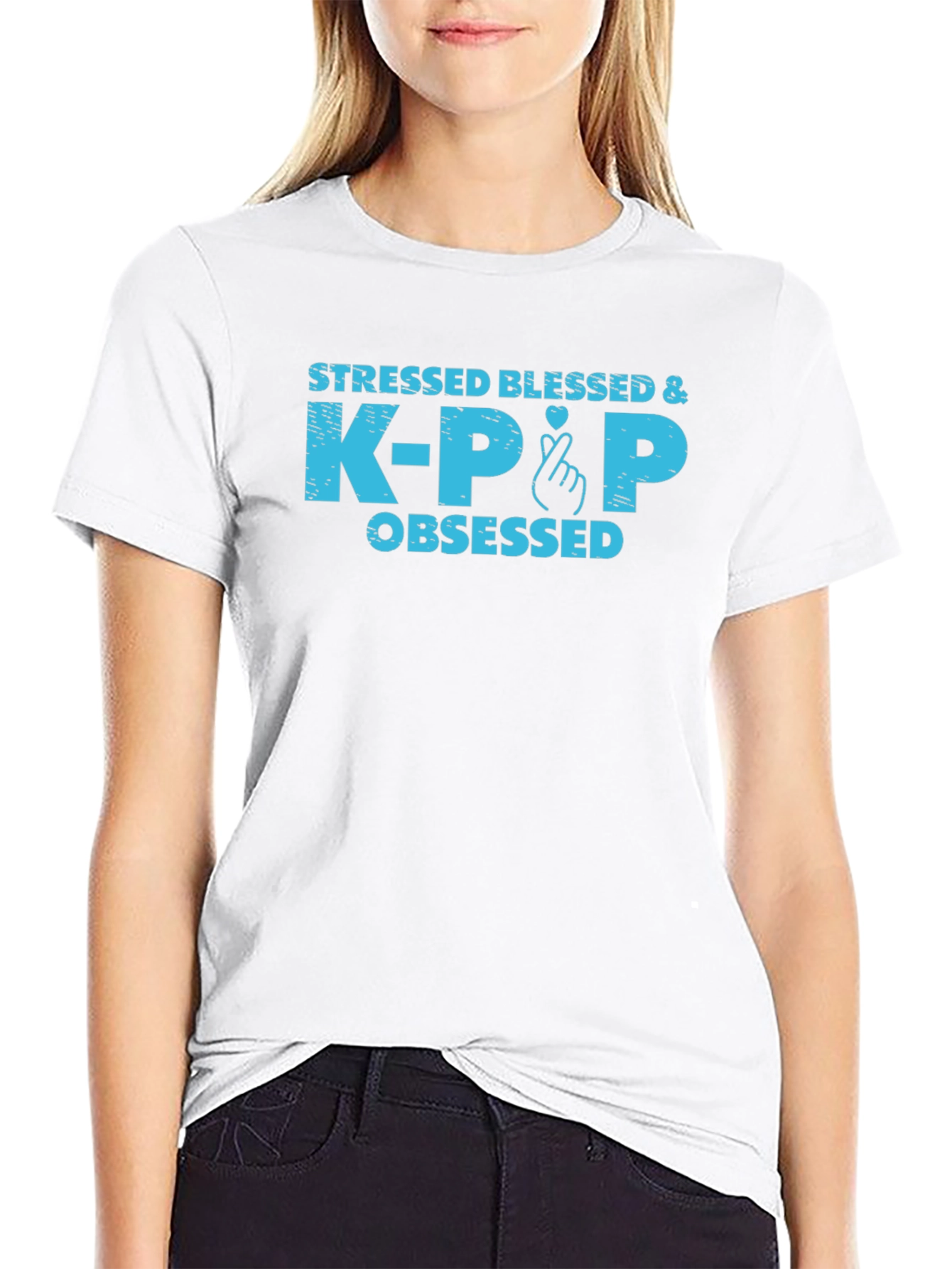 Stressed Blessed & K-Pop Obsessed Graphic Tee