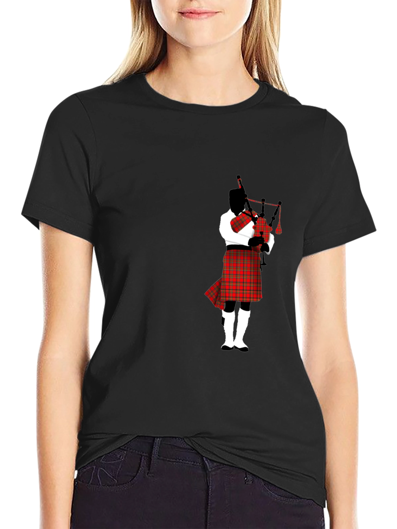 Bagpipe Player Black T-Shirt