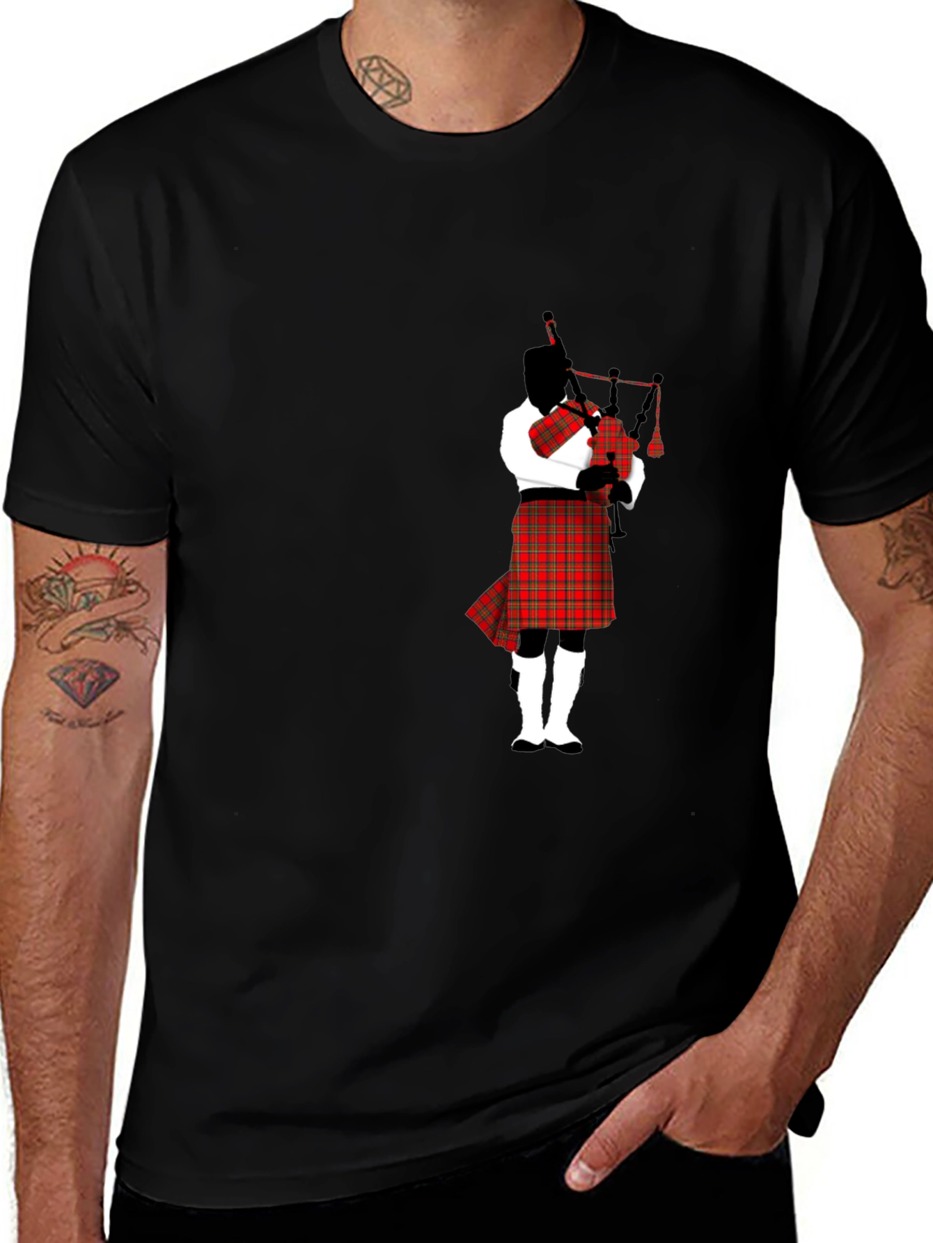 Bagpipe Player Black T-Shirt