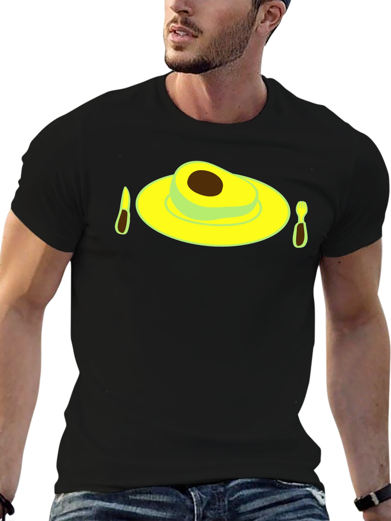 Avocado Breakfast Black T-Shirt - Novelty Graphic Tee