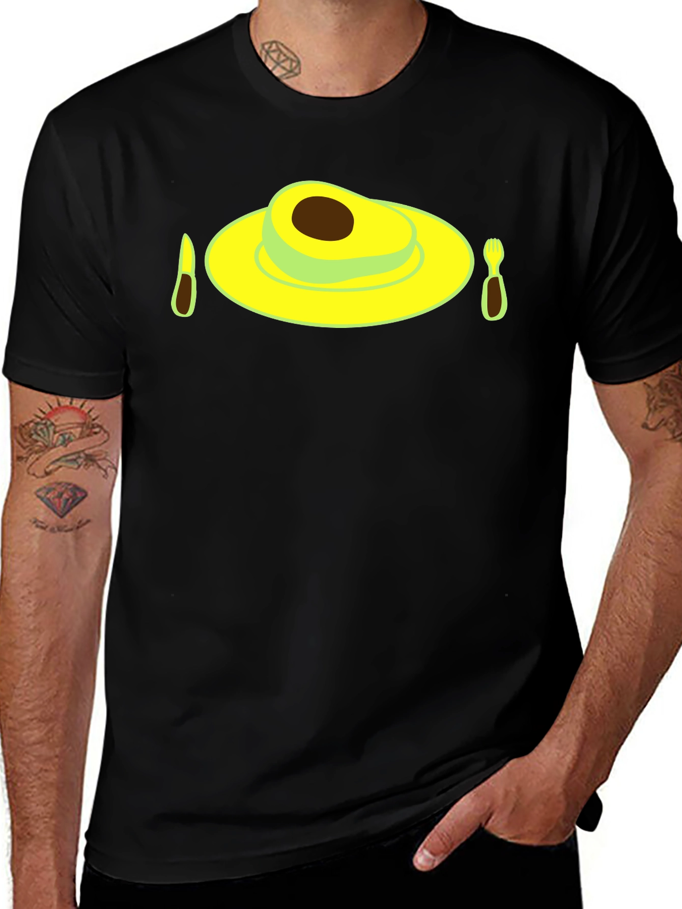 Avocado Breakfast Black T-Shirt - Novelty Graphic Tee