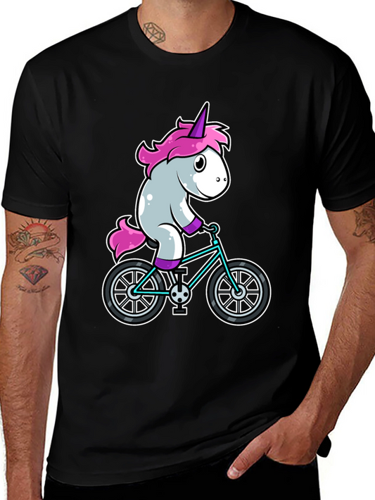 Unicorn Riding Bike T-Shirt - Fun Graphic Tee