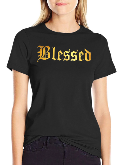 Blessed Gold Lettering Black T-Shirt