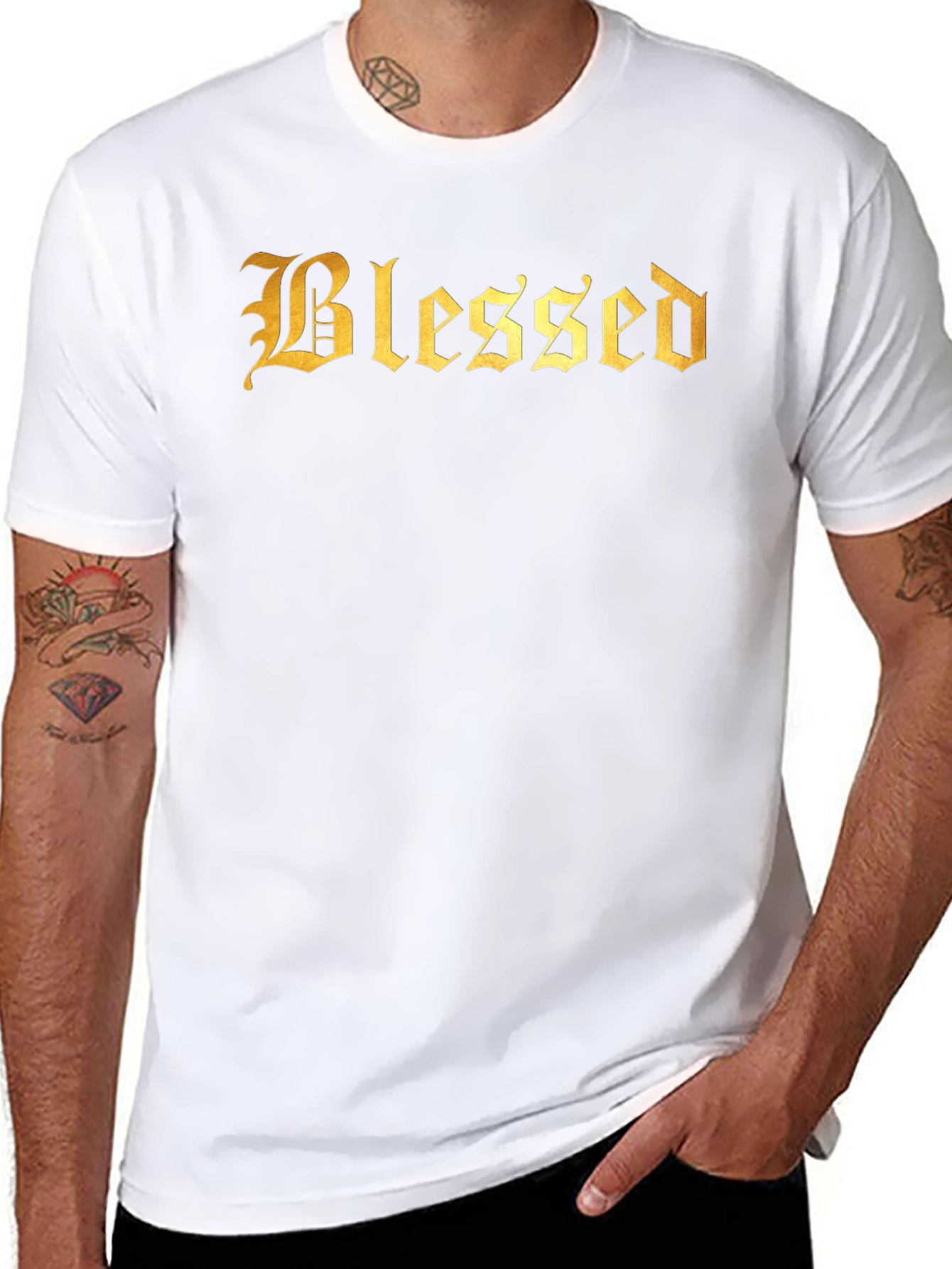 Blessed Gold Lettering Black T-Shirt