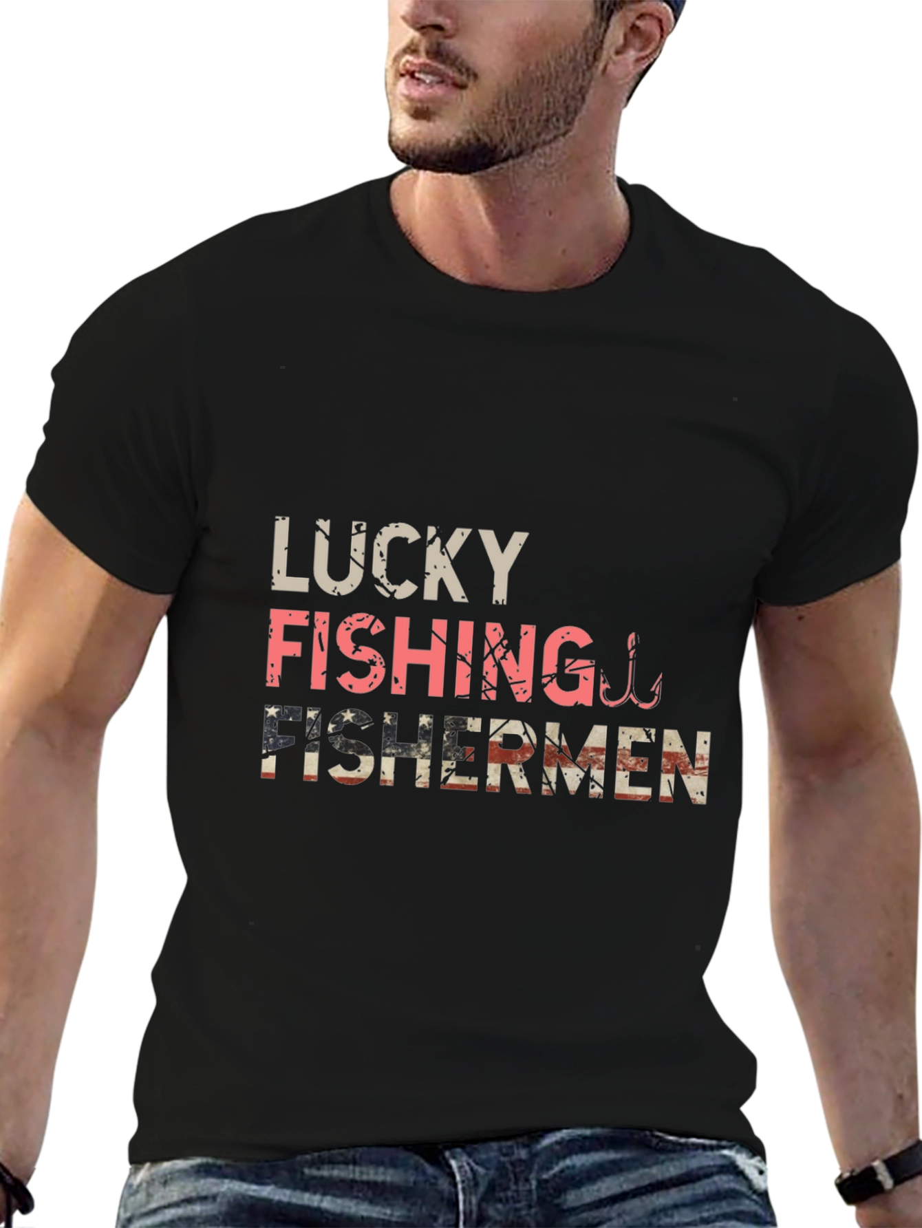 Lucky Fishing Fisherman Graphic Tee