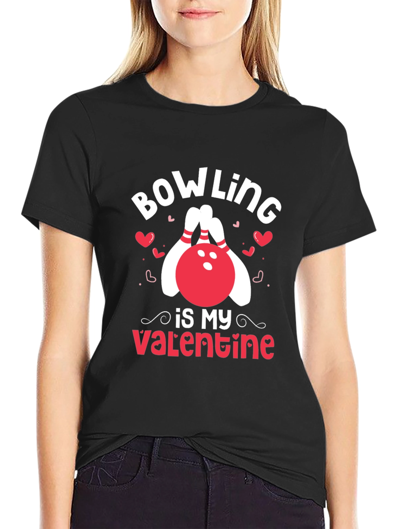 Bowling Is My Valentine Black T-Shirt