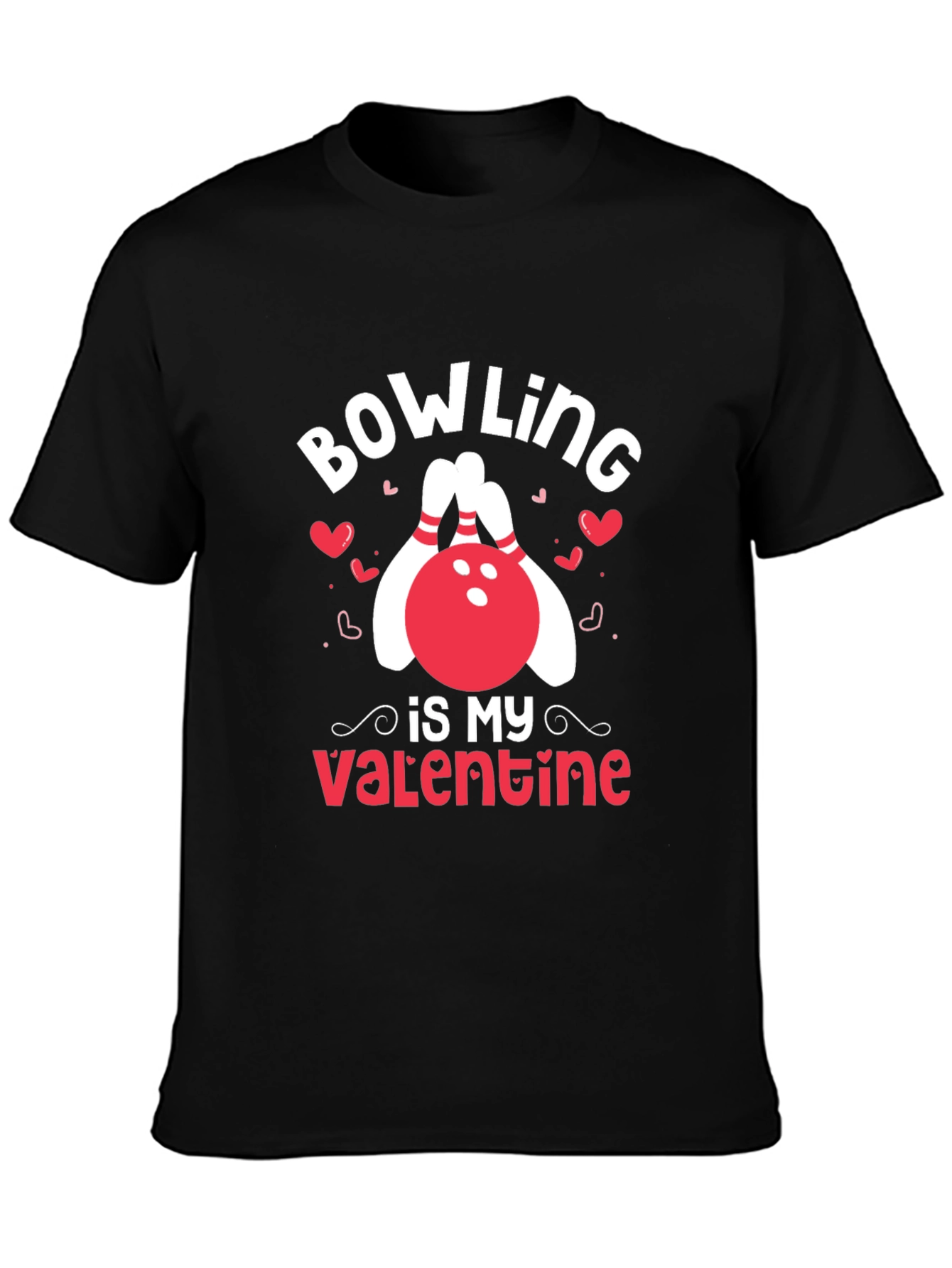 Bowling Is My Valentine Black T-Shirt
