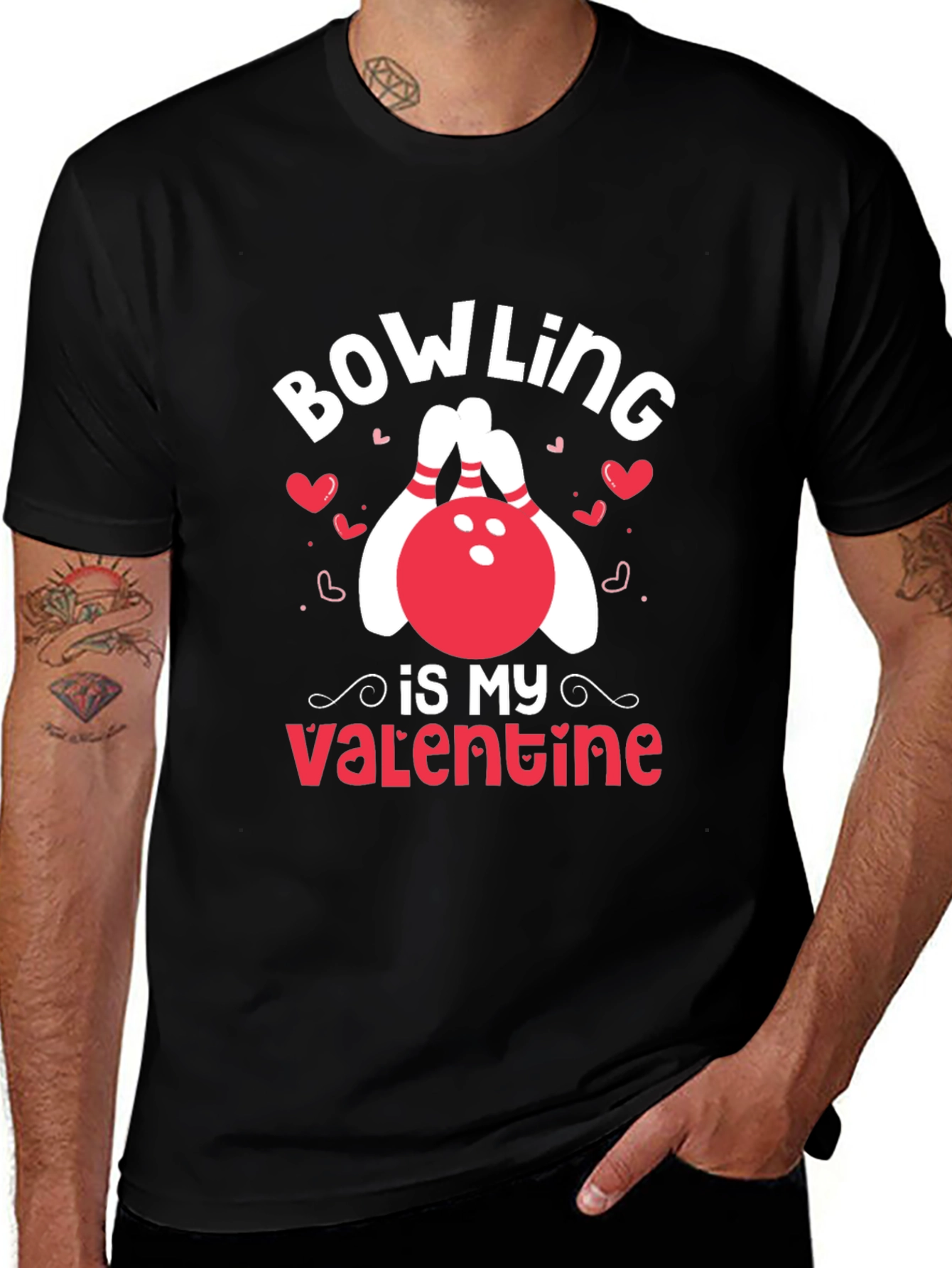 Bowling Is My Valentine Black T-Shirt