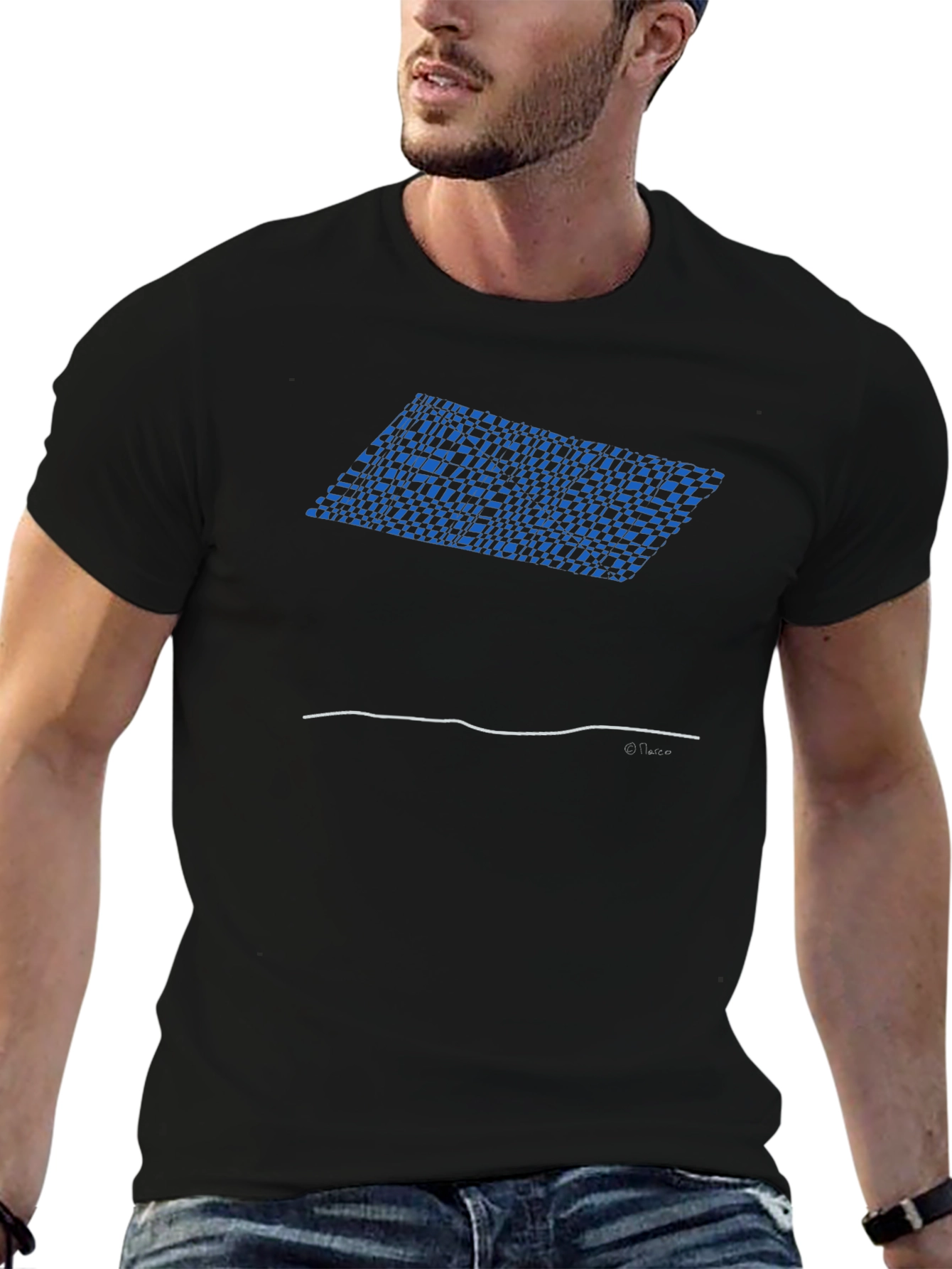 Abstract Geometric Graphic Black T-Shirt