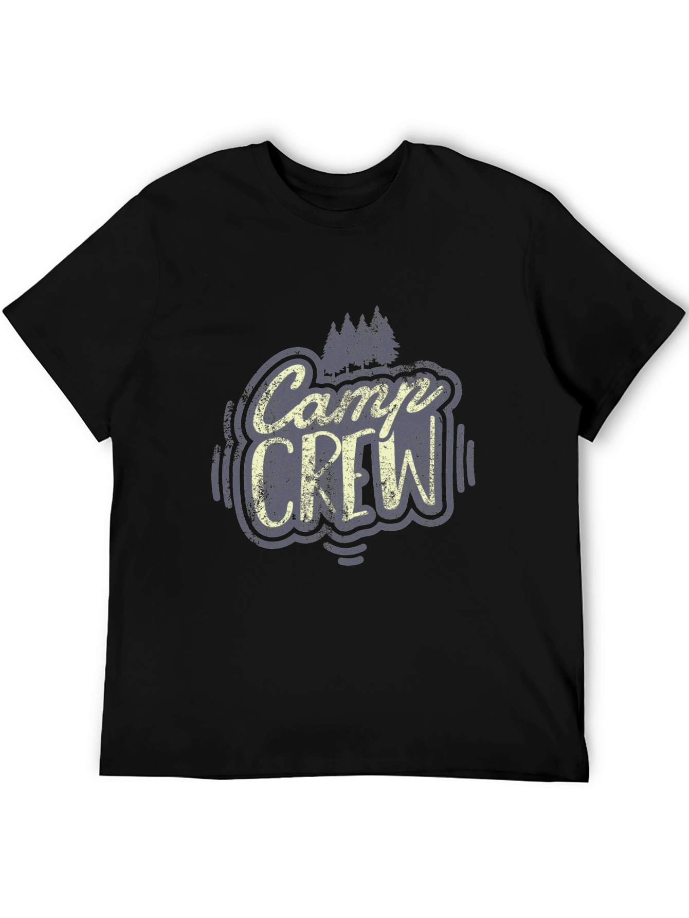Camp Crew Graphic Tee - Black Cotton T-Shirt