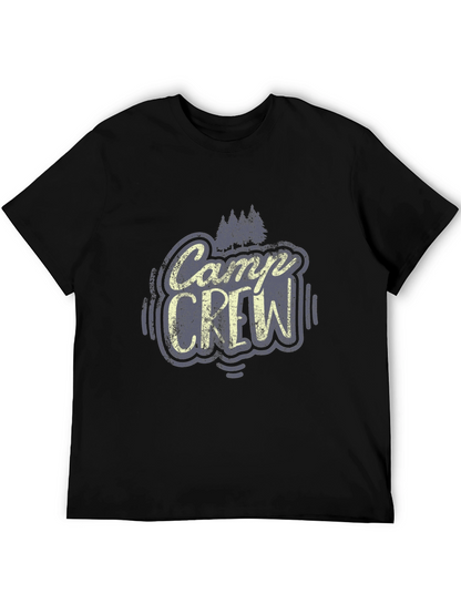 Camp Crew Graphic Tee - Black Cotton T-Shirt