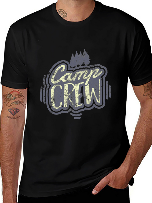 Camp Crew Graphic Tee - Black Cotton T-Shirt