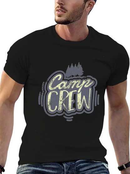 Camp Crew Graphic Tee - Black Cotton T-Shirt