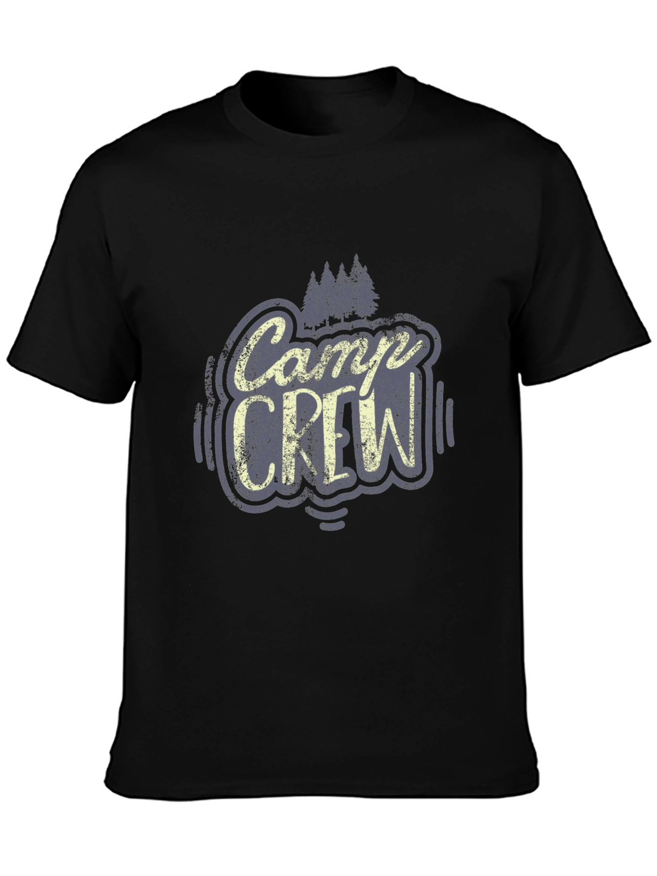 Camp Crew Graphic Tee - Black Cotton T-Shirt