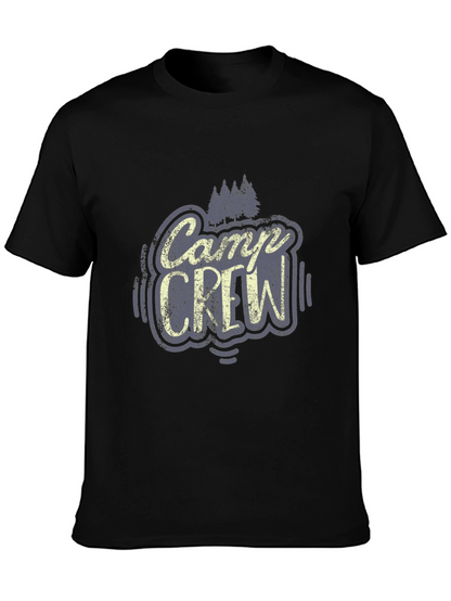Camp Crew Graphic Tee - Black Cotton T-Shirt