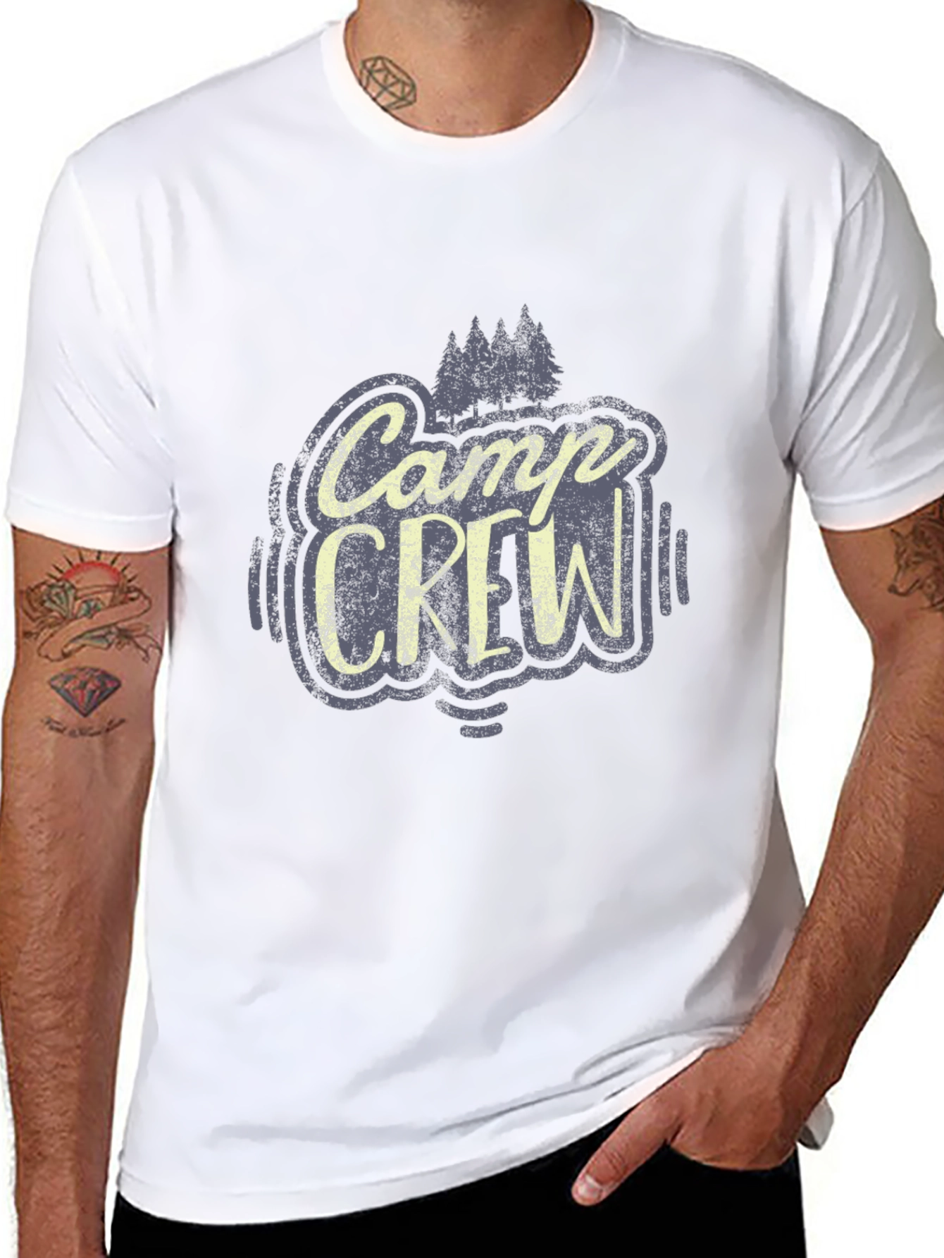 Camp Crew Graphic Tee - Black Cotton T-Shirt