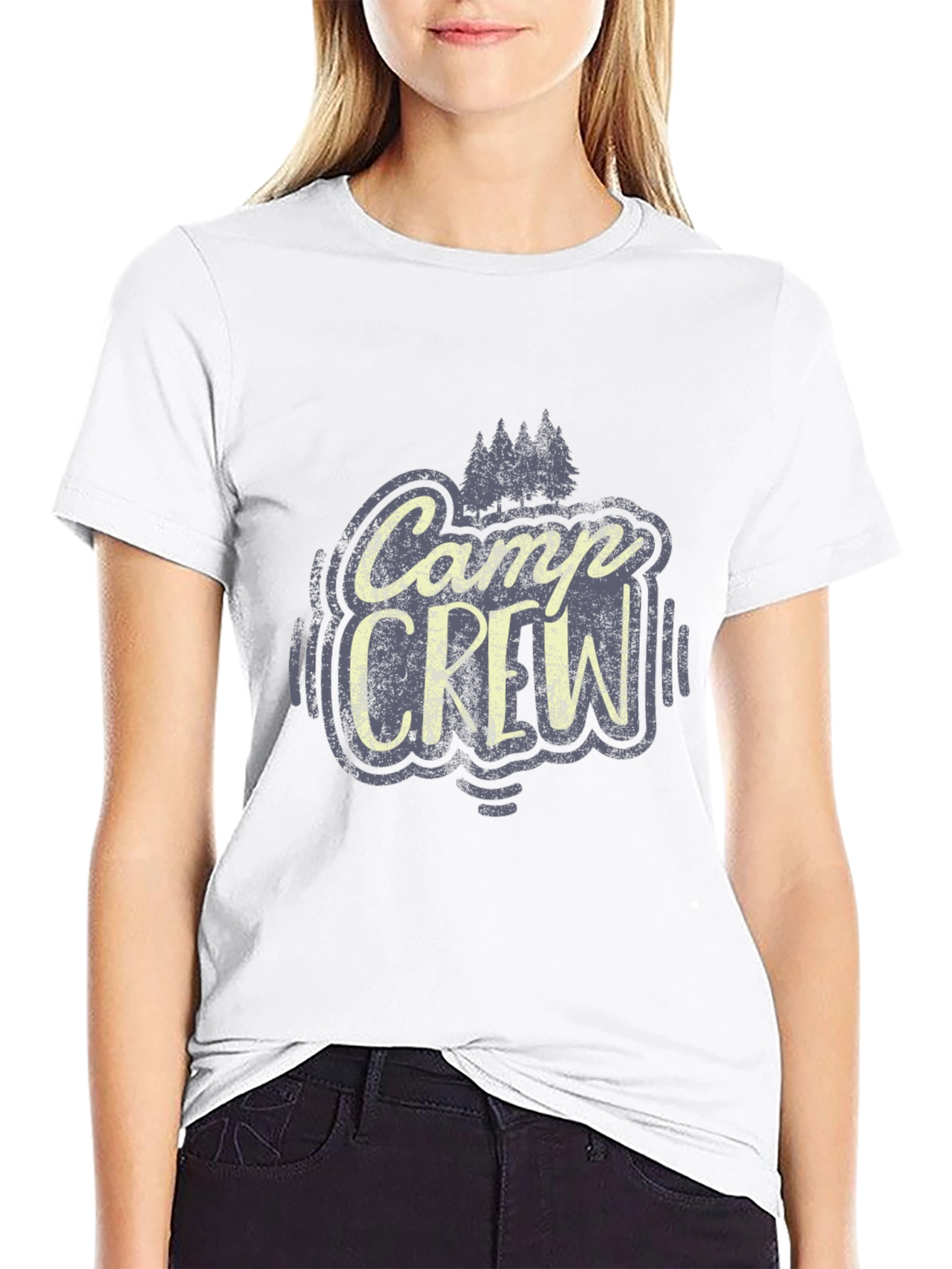 Camp Crew Graphic Tee - Black Cotton T-Shirt