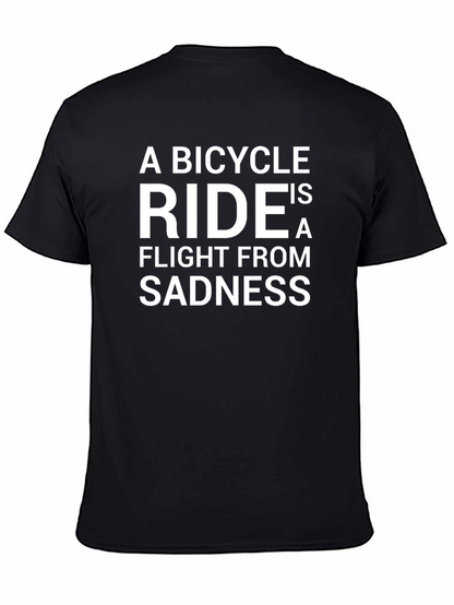 Bicycle Ride Flight From Sadness Black Graphic T-Shirt