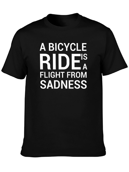 Bicycle Ride Flight From Sadness Black Graphic T-Shirt