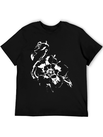 Abstract Flamingo Graphic Black T-Shirt