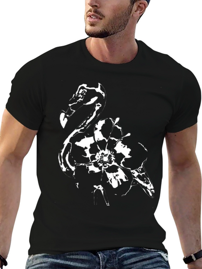 Abstract Flamingo Graphic Black T-Shirt