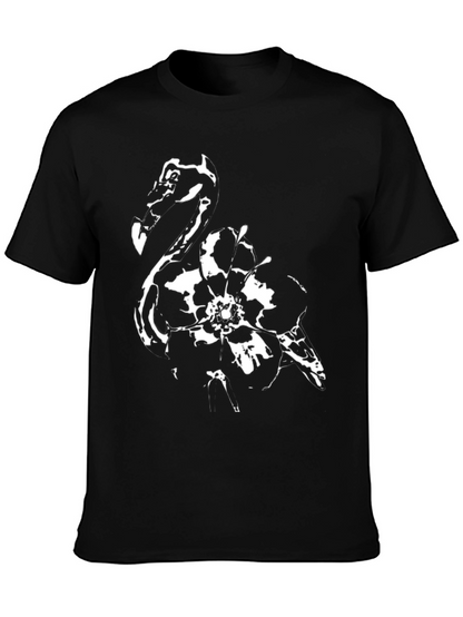Abstract Flamingo Graphic Black T-Shirt