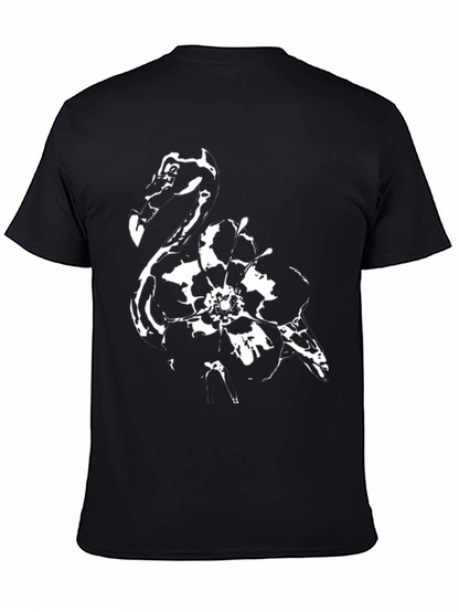 Abstract Flamingo Graphic Black T-Shirt