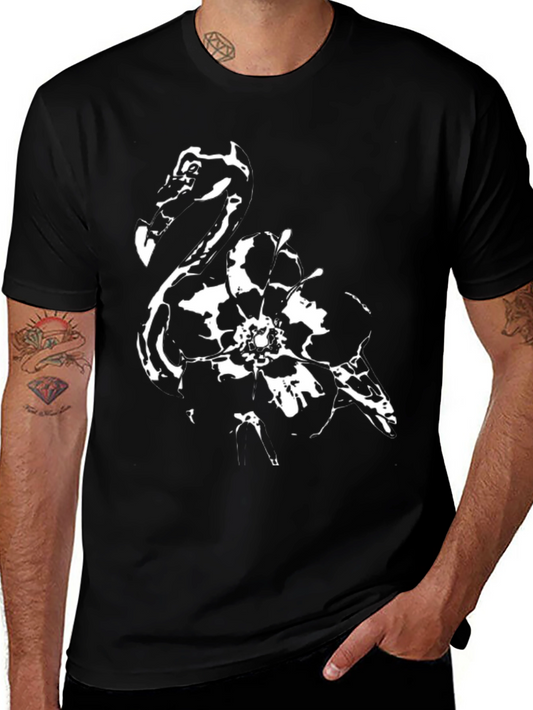 Abstract Flamingo Graphic Black T-Shirt
