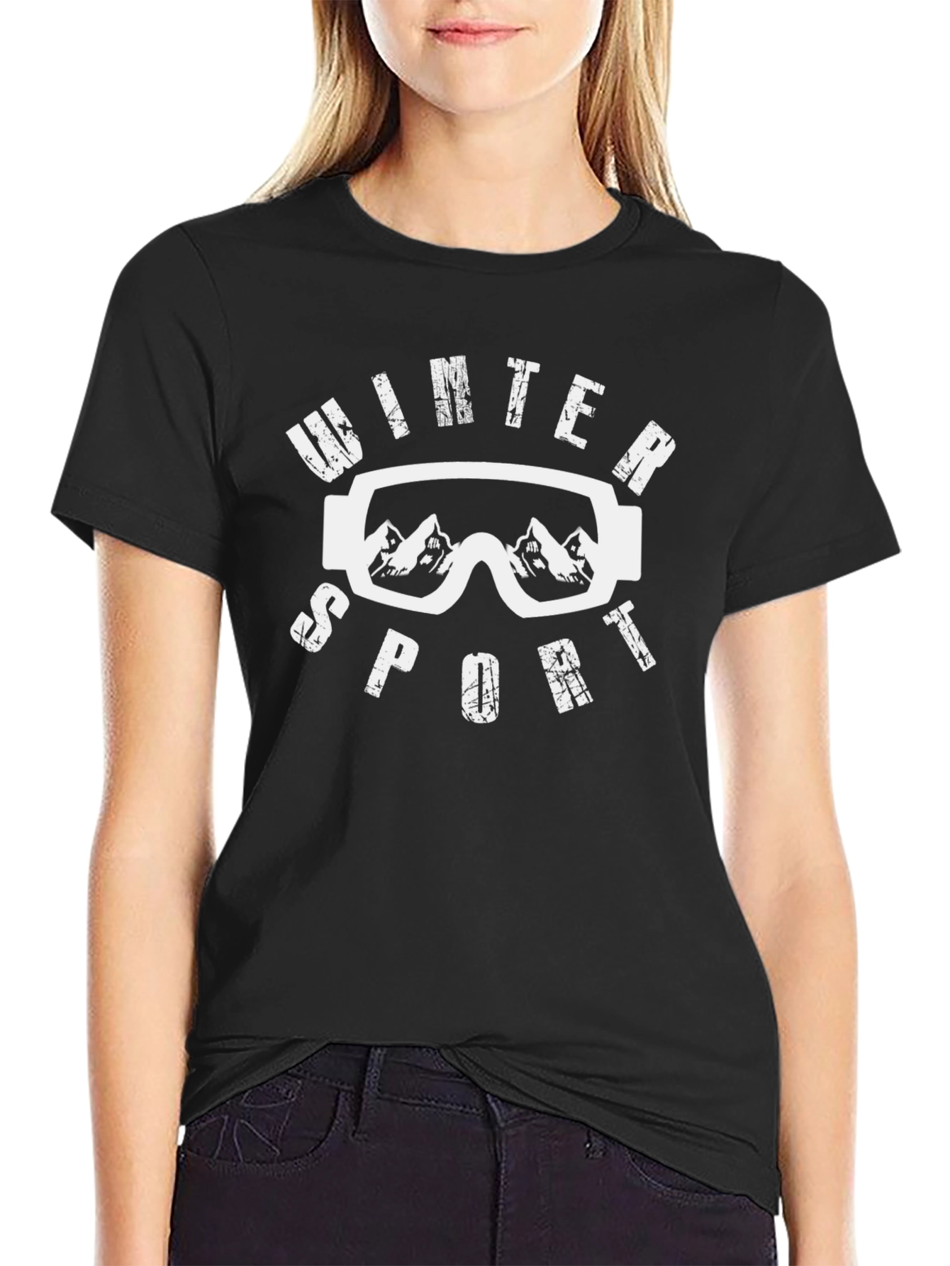 Winter Sport Graphic Tee - Stylish Black T-Shirt
