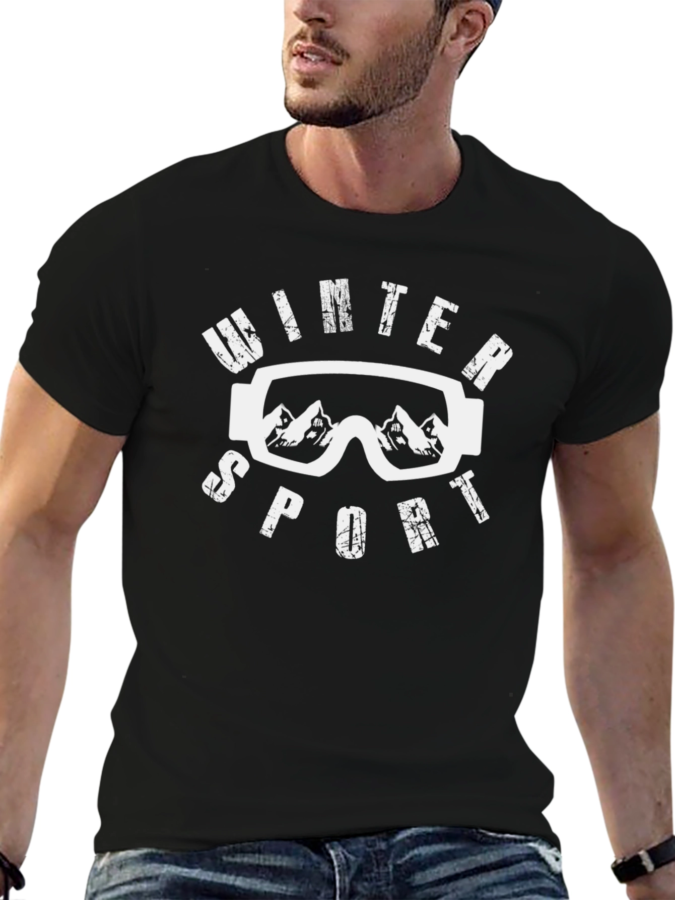 Winter Sport Graphic Tee - Stylish Black T-Shirt