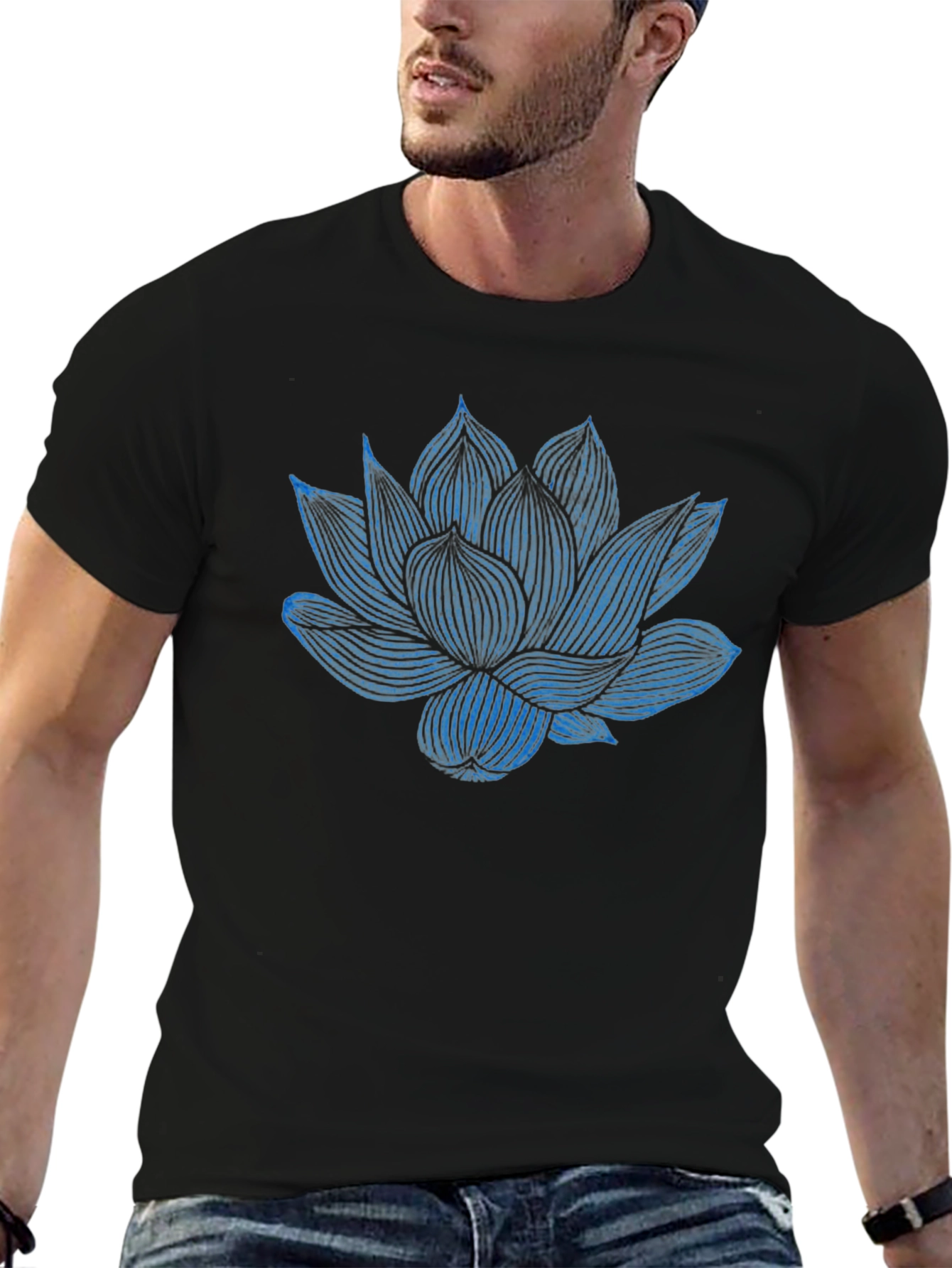 Lotus Flower Graphic Tee - Black
