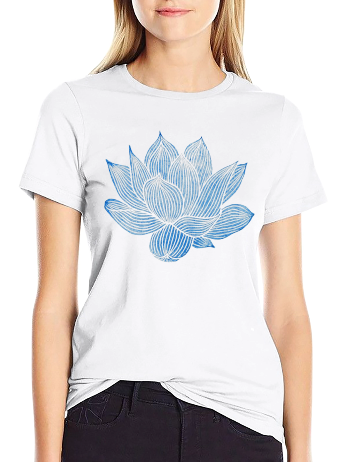 Lotus Flower Graphic Tee - Black